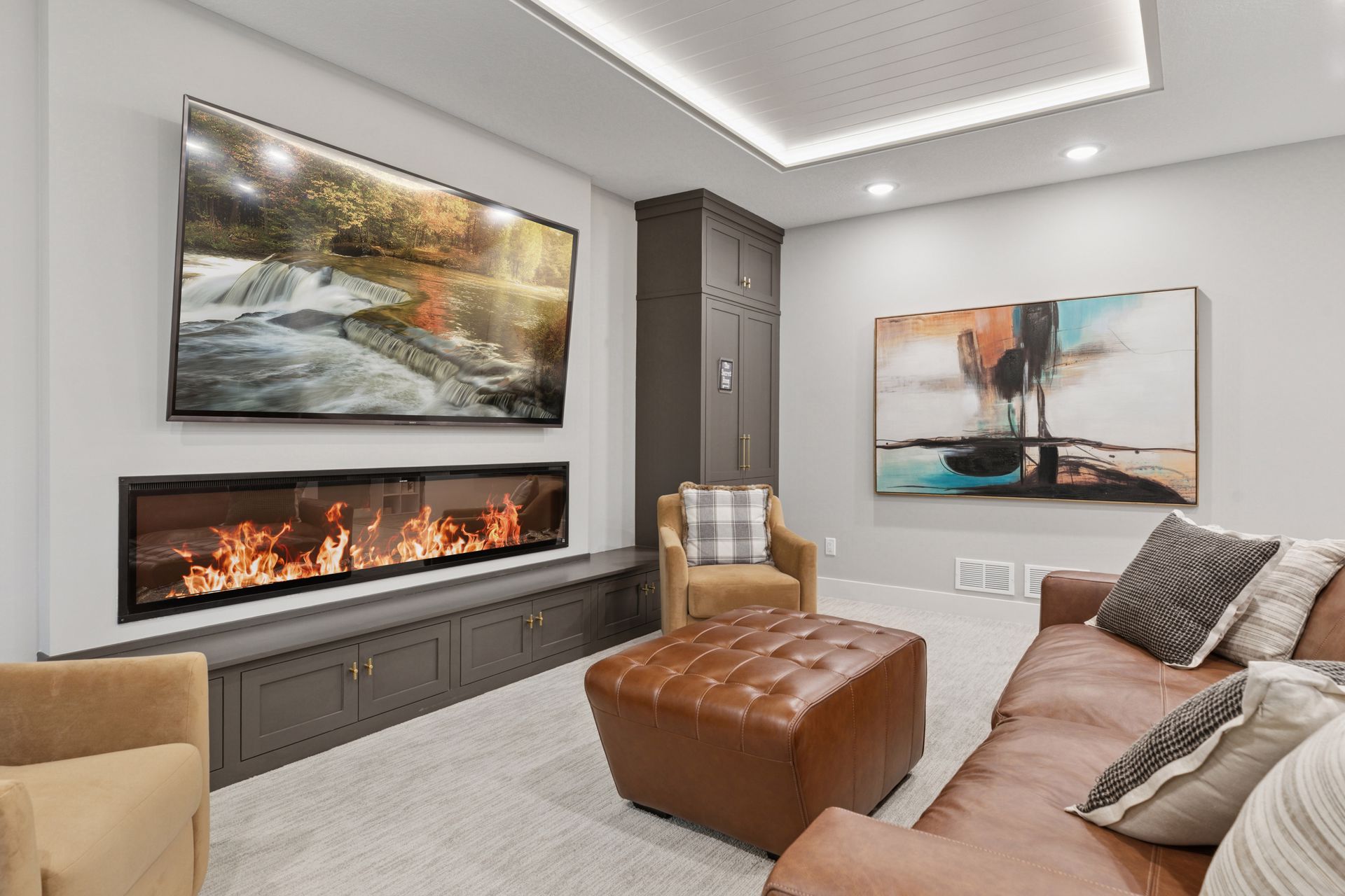 Media wall fireplace